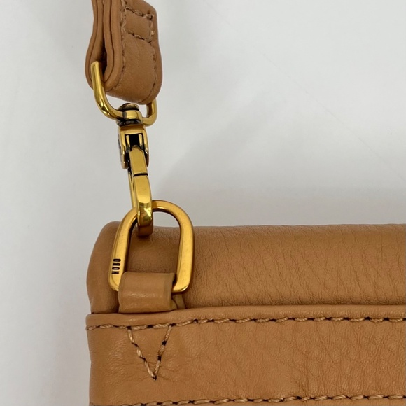 HOBO International Pebbled Leather Draft Crossbody Bag Brown Foldover - Picture 10 of 11